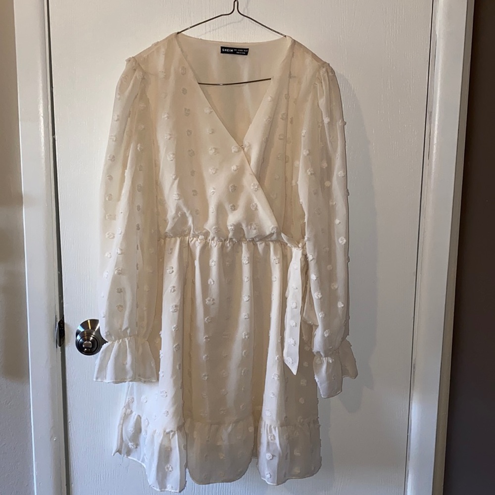 COPY - Swiss Dot surplice front know dress